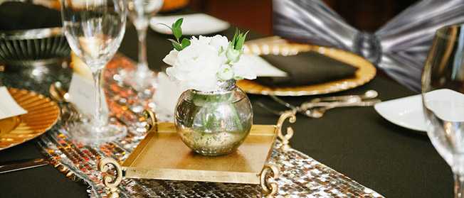 silver and chrome styled wedding